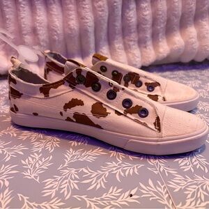 Simply Southern Cow Print Sneakers in Brown and Cream